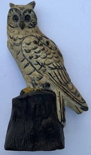 Antique Judd & Co Cast Iron Snowy Owl On Stump Doorstop