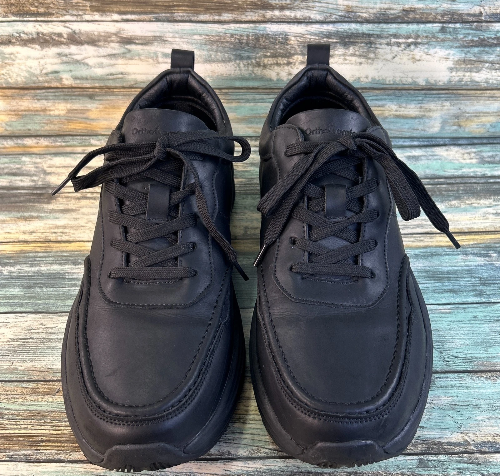Orthocomfoot Comfort Sneakers Mens 13 Casual Walking Tennis Shoes Black Leather