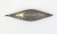 Antique Sterling Silver Tatting Shuttle Greek Key Design Webster OLH Monogram