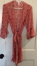 Vintage Oscar De La Renta Pink Label Floral Sheer Robe Small Housecoat