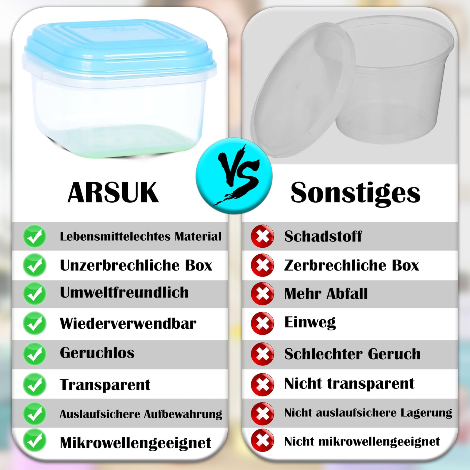 4oz ARSUK Small Containers w/Lids, Clear Jars, BPA-Free