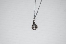 Faux Crystal Drop Pendant Necklace Gunmetal Finish 18  