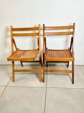 A Pair Of Beech Wooden Folding Ikea Klapp Chairs 