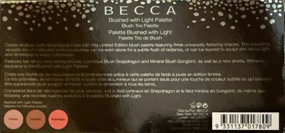 BECCA Blushed with Light Palette Blush Trio Edición Limitada NUEVO EN CAJA *LEER Foto 3 de 3