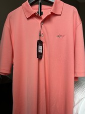 Greg Norman NWT Men's Play Dry Polo Golf Shirt Coral Short Sleeve Sz Large