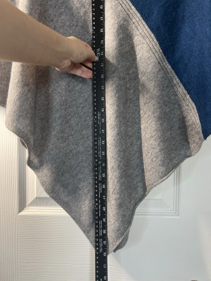 Poncho Chal Celeste Talla Única Lana Cachemira Gris Azul Ligero Clásico Foto 3 de 4