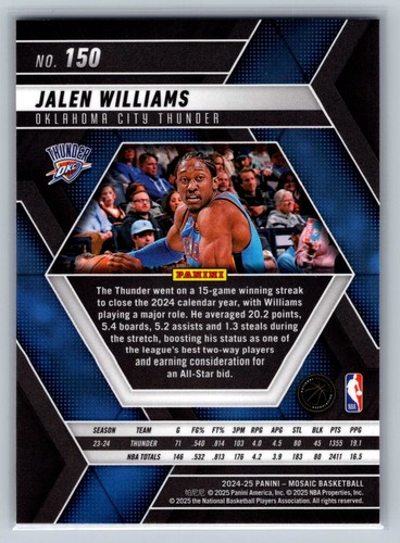 Tarjeta de la NBA Oklahoma City Thunder 2024-25 Panini Mosaic - Jalen Williams #150 - Imagen 2 de 2