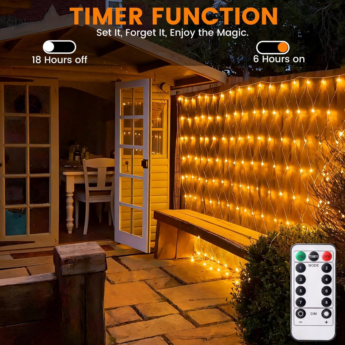 Offerta Rete Luminosa 3x2m 208 LED Esterno Collegabile IP65 Timer - 4