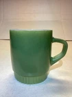 Vintage Anchor Hocking USA Fire King Avocado Green Ribbed Stackable Mug Cup