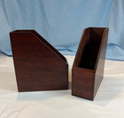 Wooden Vertical Magazine Holder Vintage Levenger MCM Wood Dark Set of 2 Hooks