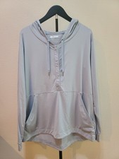 Columbia PFG Women's Light Gray/Blue Pullover Hoodie Size L UPF Long Sleeve