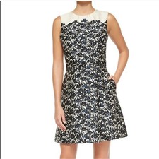 Tory Burch Rayna Silk Wool Floral-Print Satin Dress Size 12