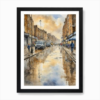 London Straßenszene 4 Kunstdruck gerahmt Wandbild Poster Leinwanddruck Bild