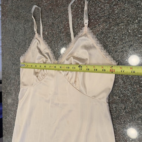 Vtg Satin Slip Dress Cream Intimates Nightgown Lingerie Mob Wife Sexy Bride