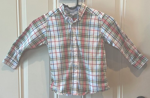 LITTLE ENGLISH Plaid Button Down Shirt Blue White Red Green Size 5 Long Sleeves - Picture 9 of 22