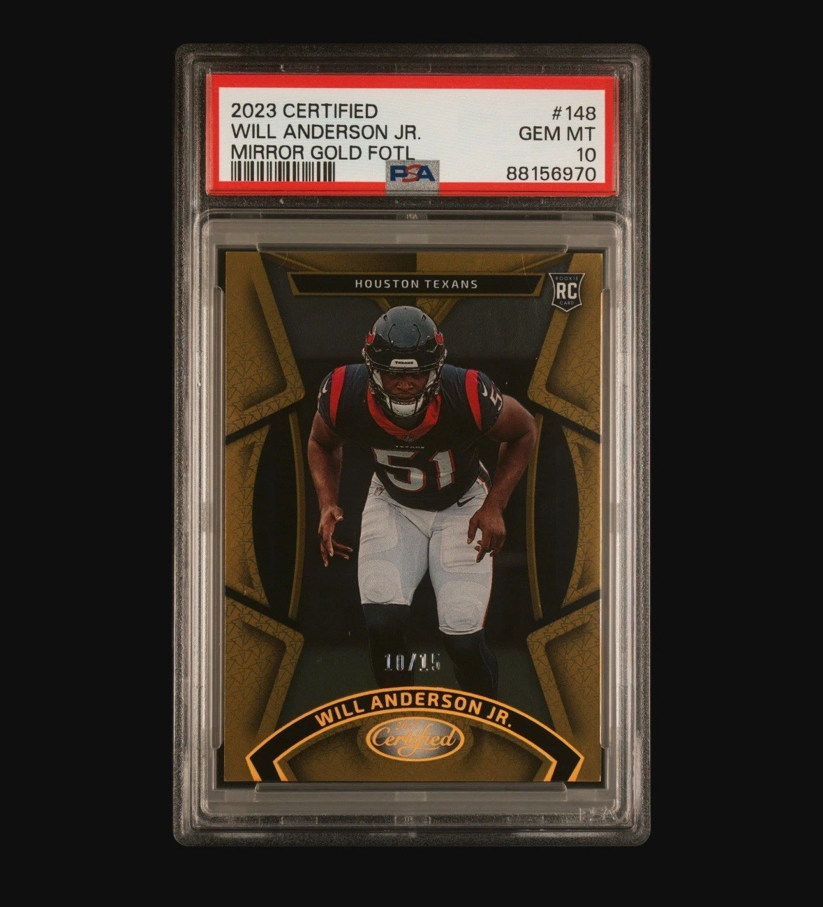 Will Anderson Panini Certified #148 Mirror Gold Fotl