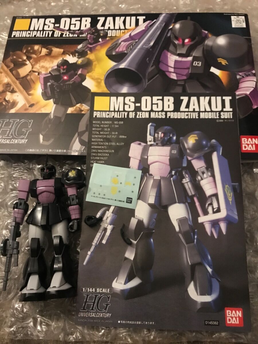 Bandai HG MS-05B ZAKU I Black Tri-Stars HGUC 1/144 Scale Bandai HG MS-05B ZAKU I Black Tri-Stars HGUC 1/144 Scale