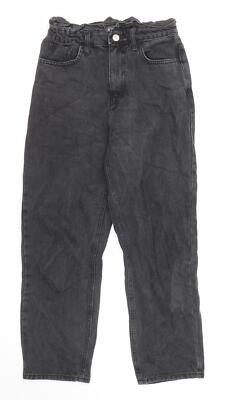 Denim & Co. gerade Damenjeans aus schwarzer Baumwolle Größe 10 L24 mit normalem Reißverschluss - Elas