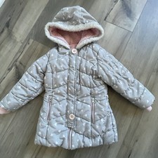 Oshkosh B  Gosh Girls Grey Hearts Sherpa Hooded Coat Jacket Size 4