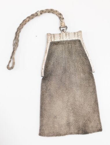 Sac à main antique en maille maille vendu fine art déco American Napier argent sterling