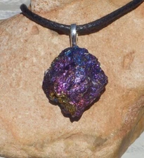 Peacock Ore aka Bornite Stone Free Form Crystal Pendant Necklace