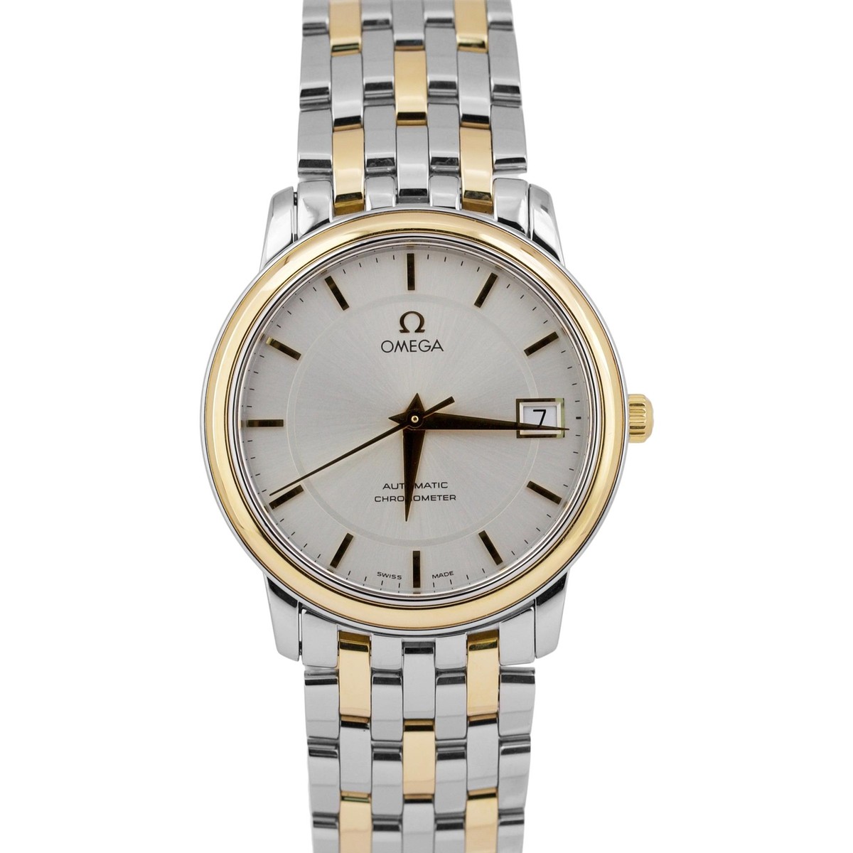 PAPERS Omega De Ville Prestige 18K Gold Steel Silver