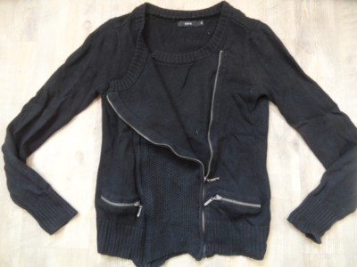 Zero cool biker style cardigan black size 34 excellent e218