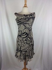 Zara Basic Black & Cream Printed Cap Sleeve Sheath Dress Size 4 EUC