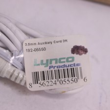 Lynco Products Auxiliary Cable White 3.5mm 3' 192-05550