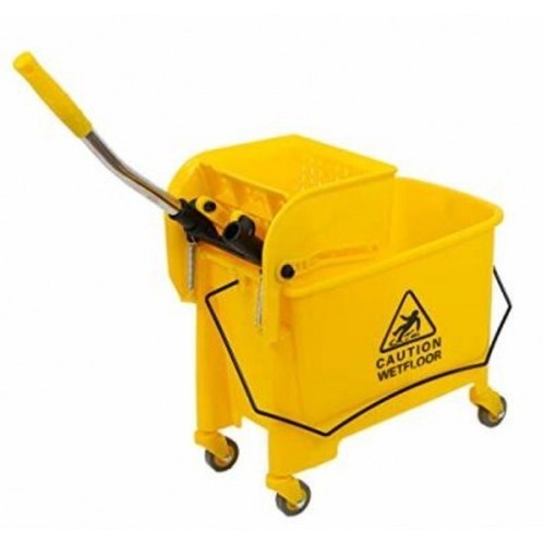 20L Mop Bucket with Wringer Metal Handle on Wheels for Floor Cleaning Yellow - Picture 2 of 7