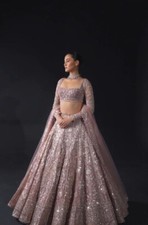 Classic Look Light Pink Net Lehenga Choli Dupatta For Indian Women Reception