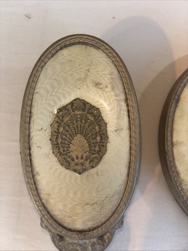 Spazzola e specchio per capelli vanità in filigrana beige e oro vintage - Foto 3 di 12