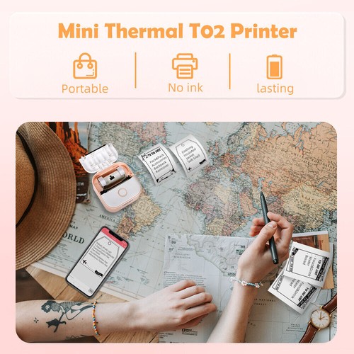 Phomemo T02 Mini Thermal Photo Printer Wireless Bluetooth Label Maker Inkless - Picture 2 of 23