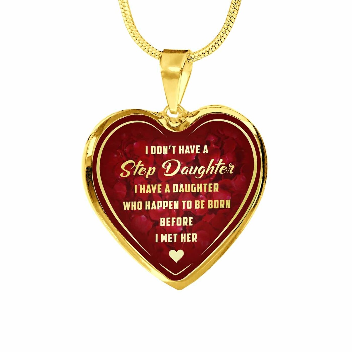 To My Step Daughter Love Gift From Step Mom Dad Luxury Heart Pendant  Necklaces - Main Image