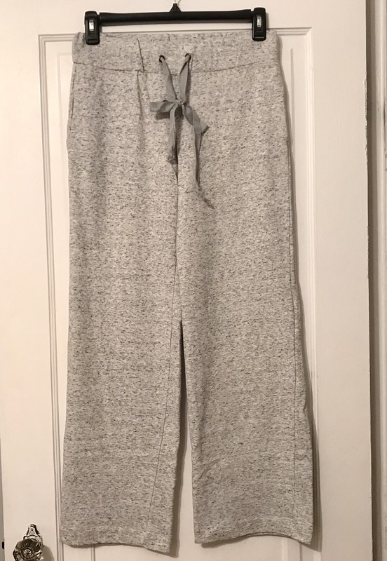 NWT $84 simpli-u Size Medium Ash Grey Flat Ribbon Drawstring Lounge/Sweat Pants