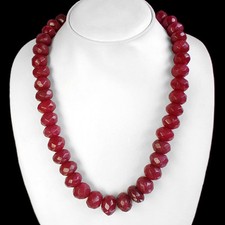 BREATHTAKING QUALITY 728.00 CTS FACETED ENHANCED RUBY BEADS NECKLACE DG