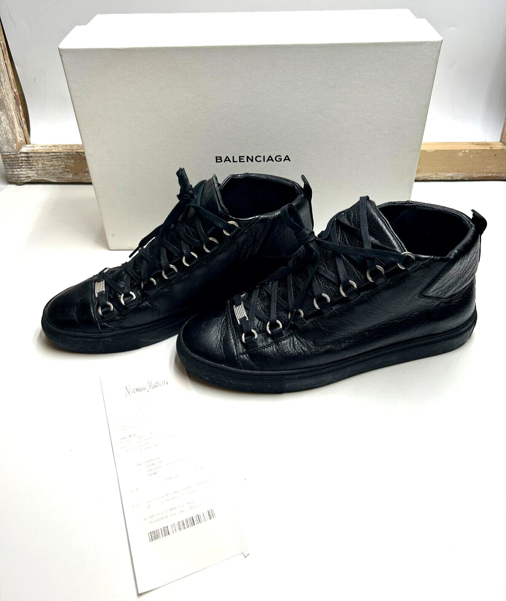 BALENCIAGA Arena Sneakers Opaque Pelle S Gomm Leather High Top Noir Size  42/US9