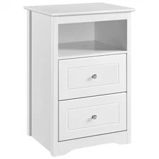 Bedside Table Nightstand with 2 Drawers and Open Shelf Wood Sofa Side End Table