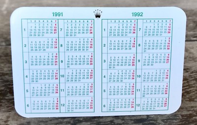 ROLEX CALENDAR 1991 1992 Submariner 16610 14060 Sea Dweller 16600 Explorer OEM/