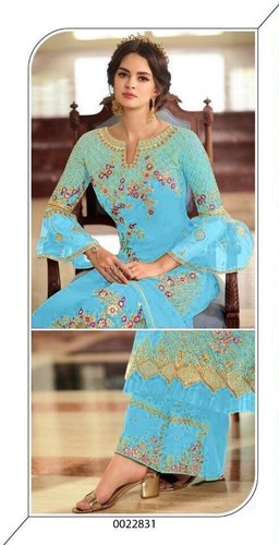 NEW INDIAN DESIGNER GEORGETTE SALWAR KAMEEZ WEDDING BOLLYWOOD PARTY WEAR - Picture 5 of 6