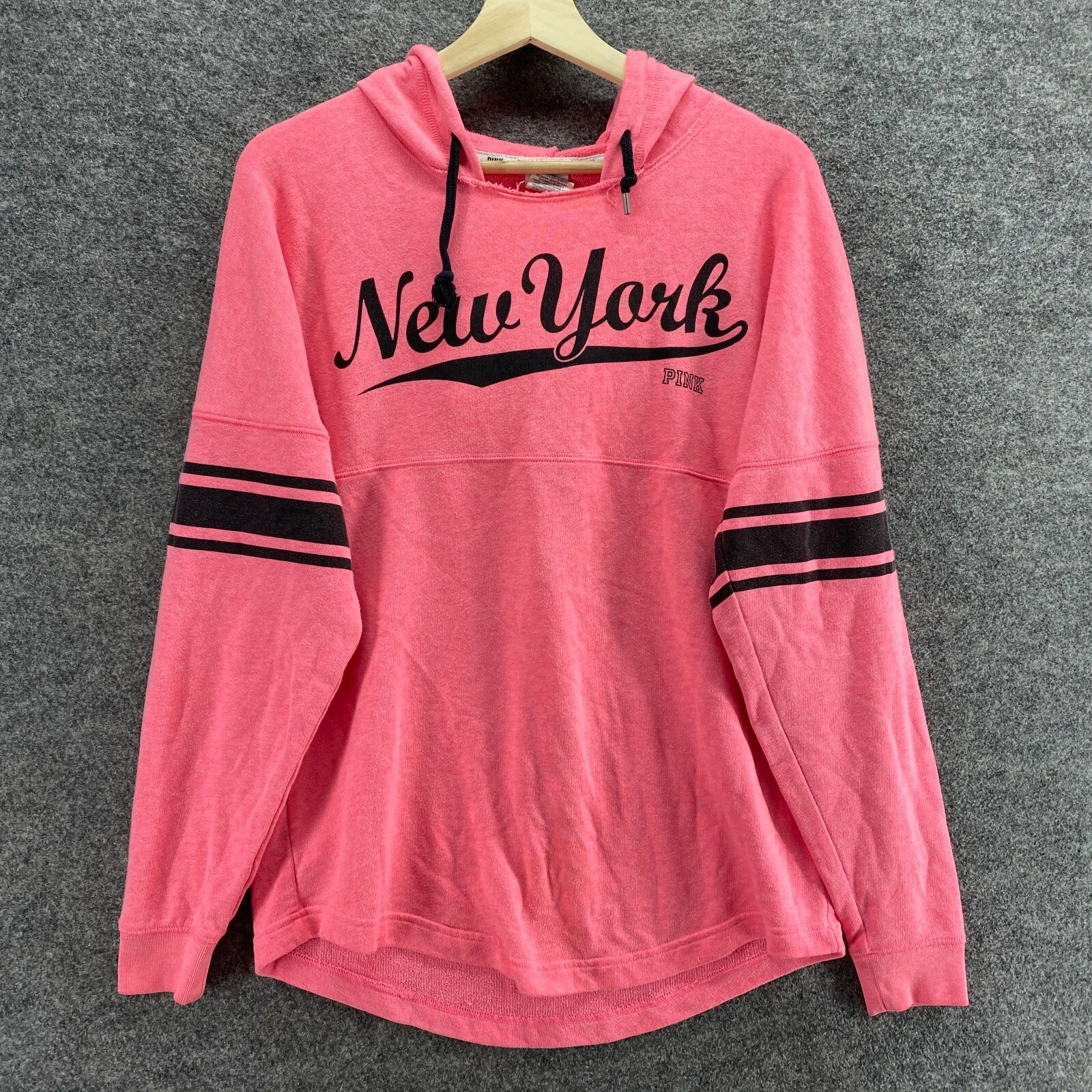 victoria-secret-vs striped hooded long sleeve pullover hoodie