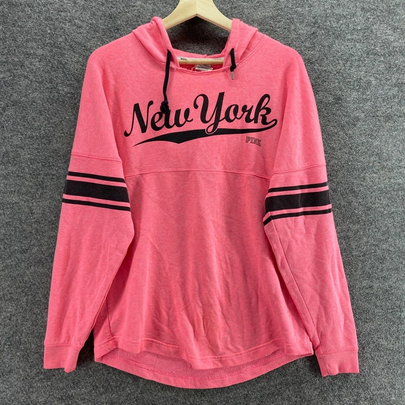 victoria-secret-vs striped hooded long sleeve pullover hoodie