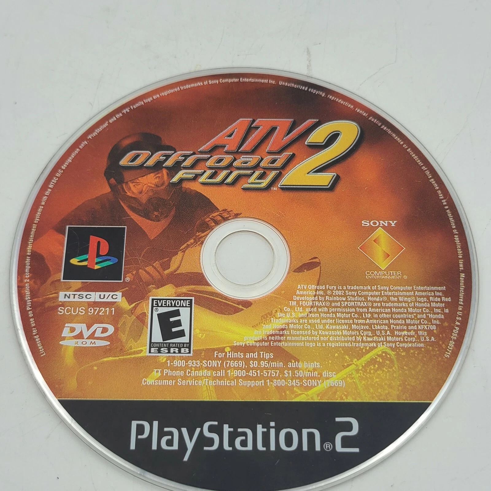 ATV Offroad Fury 2 (Sony PlayStation 2, 2002) PS2 Disc Only