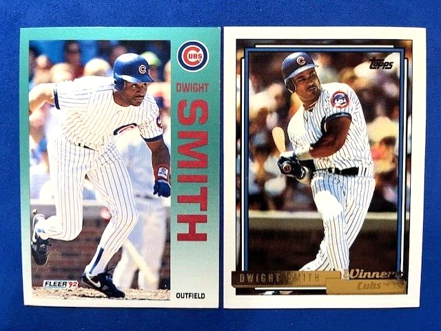 Dwight Smith 1992 Fleer & 1992 Topps Gold Winner Baseball - Cubs
