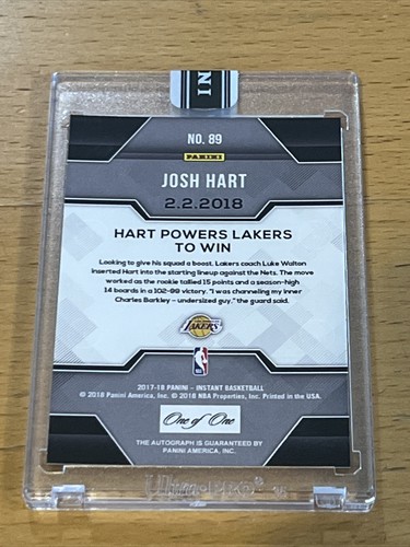 2017 Panini Instant #89 noir auto RC vrai 1/1 One of One recrue Josh Hart - Photo 2 sur 2