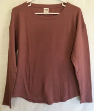 Victoria's Secret PINK Thermal Tee Waffle Knit Mauve T Shirt Top Size L NWT
