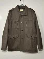 Michael Kors Men’s Wool Blend Pea Coat, Lined, Quilted, Brown Button Down Sz L