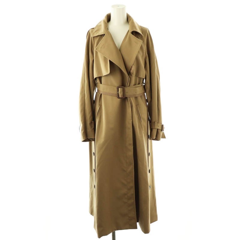Ameri VINTAGE Minimal Flare Wool Trench Coat Belt… - image 1