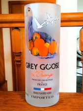 GREY GOOSE L'ORANGE; ACL VODKA BOTTLE; MADE INTO A DRINKING GLASS; (Up-cycled)