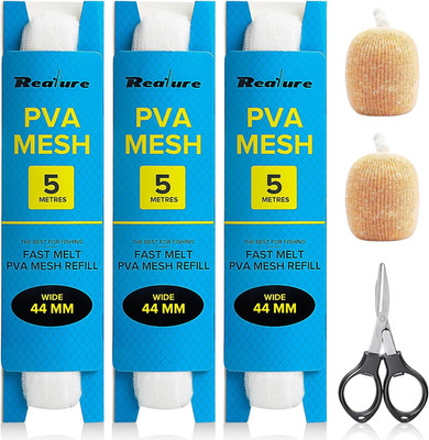 3 Pcs 5M Wide PVA Mesh Refill, Fast Melt PVA Mesh Bags for Carp Fishing